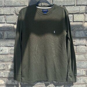 Polo Ralph Lauren Olive Green Long Sleeve Thermal Shirt, Size L